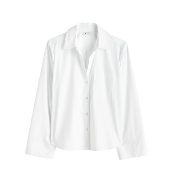 Madewell Easy Y-Neck Button-Up Shirt in Eyelet White - Picture 1 of 9